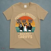 Funny Penguin Resist - Penguins Protest Against Tariffs T-Shirt thumb 5