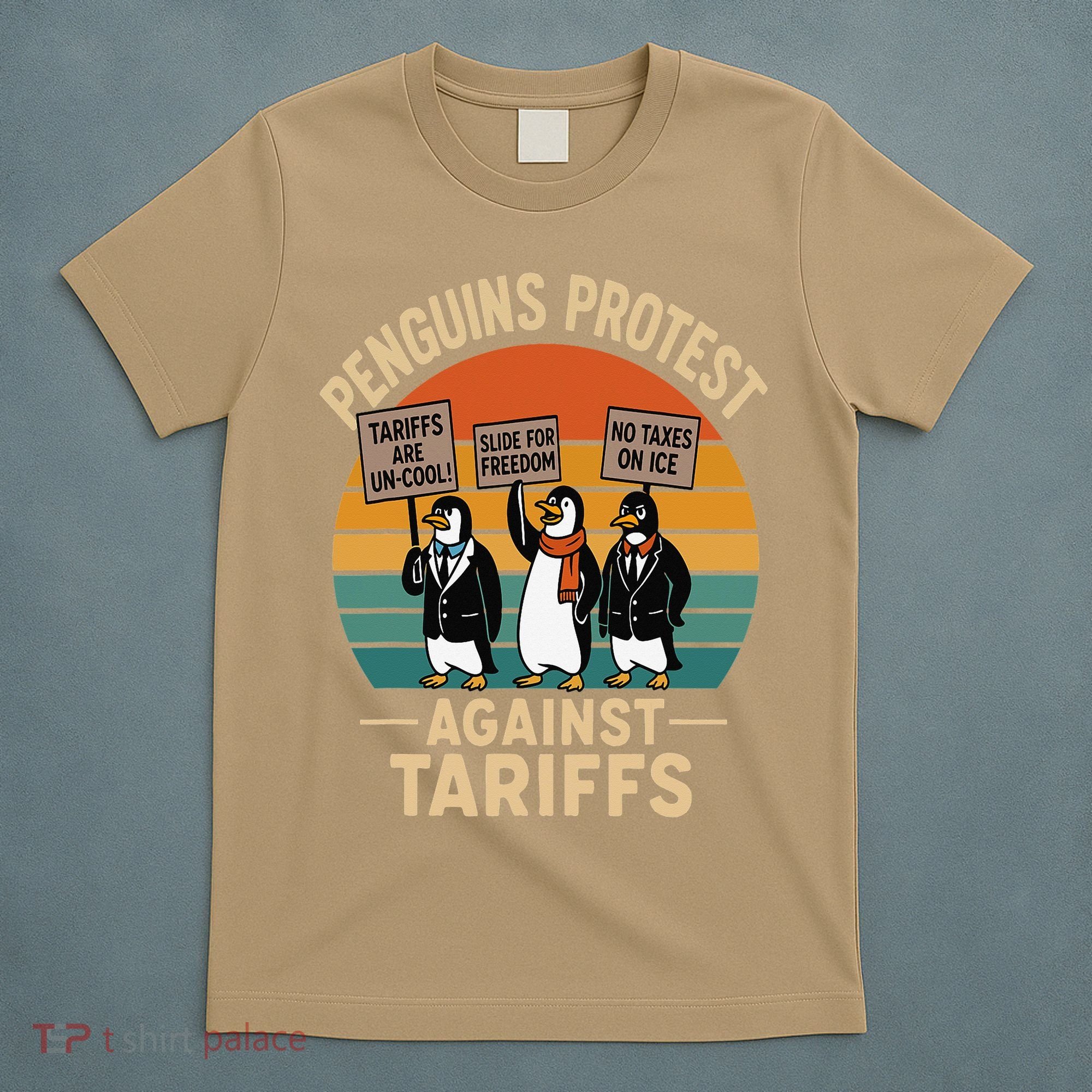 Funny Penguin Resist - Penguins Protest Against Tariffs T-Shirt