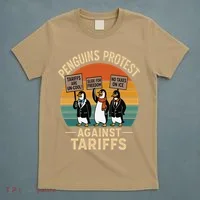 Funny Penguin Resist - Penguins Protest Against Tariffs T-Shirt thumb 5