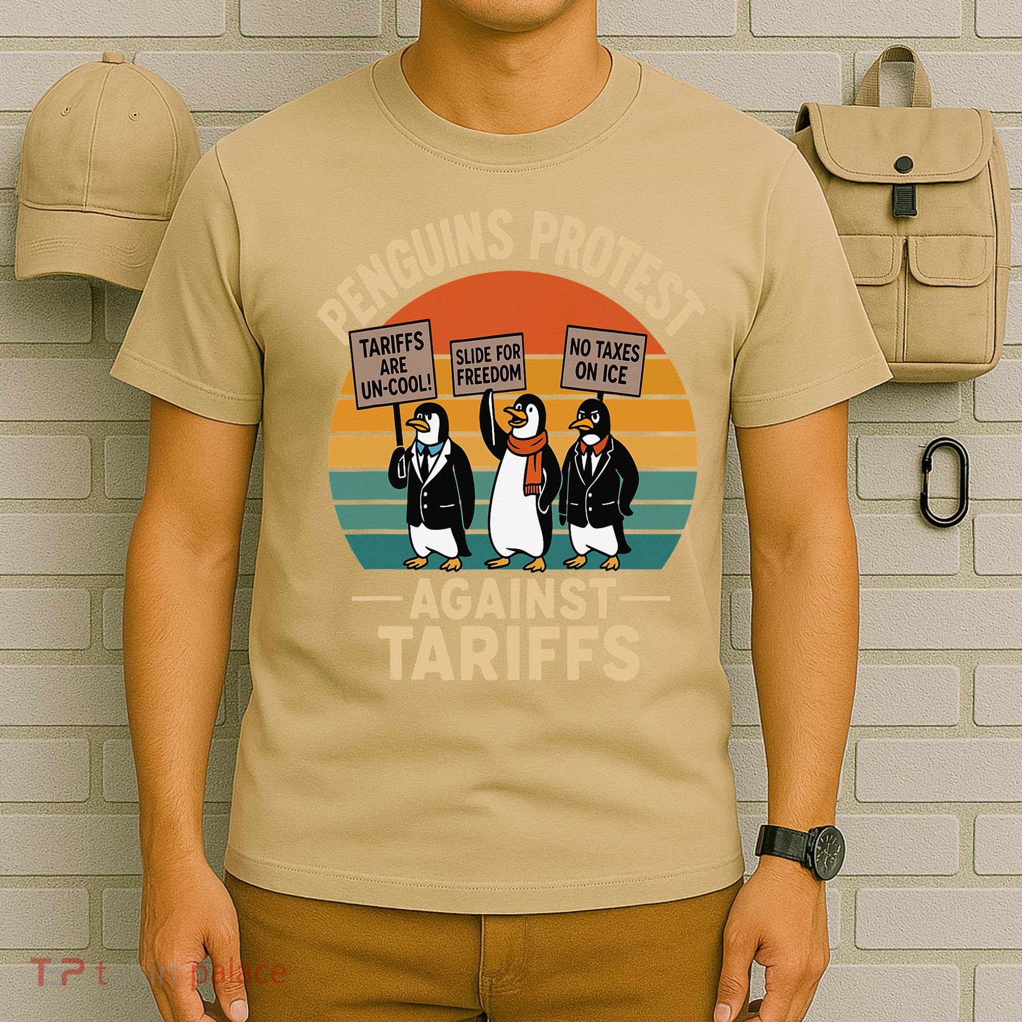 Funny Penguin Resist - Penguins Protest Against Tariffs T-Shirt