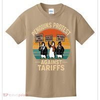 Funny Penguin Resist - Penguins Protest Against Tariffs Kids T-Shirt thumb 0