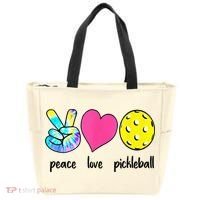 Funny Pickleball Retired Ladies Peace Love Pickleball Tote Bag thumb 0
