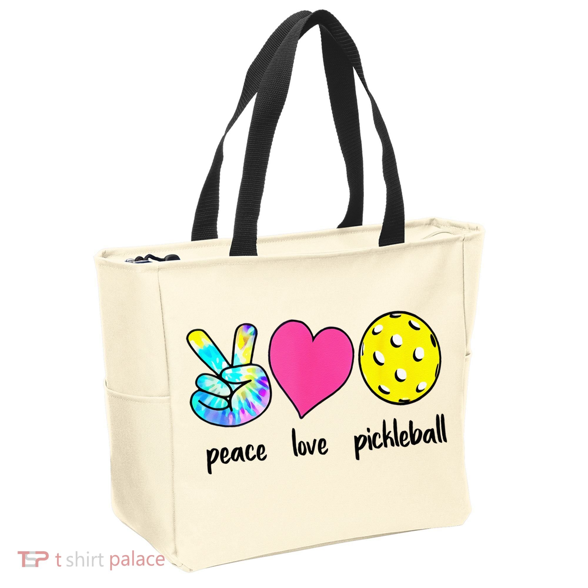 Funny Pickleball Retired Ladies Peace Love Pickleball Tote Bag