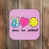 Funny Pickleball Retired Ladies Peace Love Pickleball Coaster thumb 0