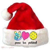 Funny Pickleball Retired Ladies Peace Love Pickleball Santa Hat thumb 0