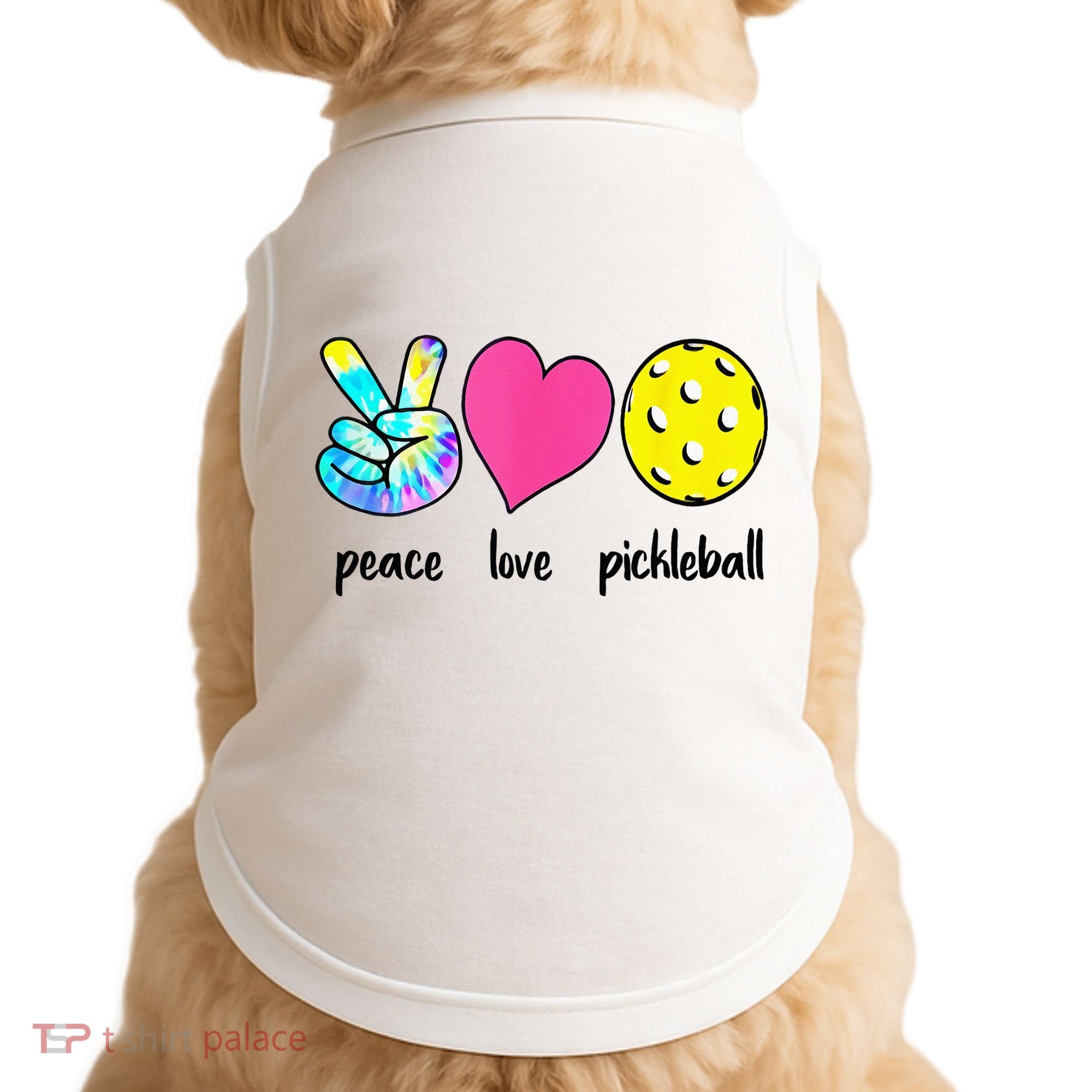 Funny Pickleball Retired Ladies Peace Love Pickleball Doggie Tank