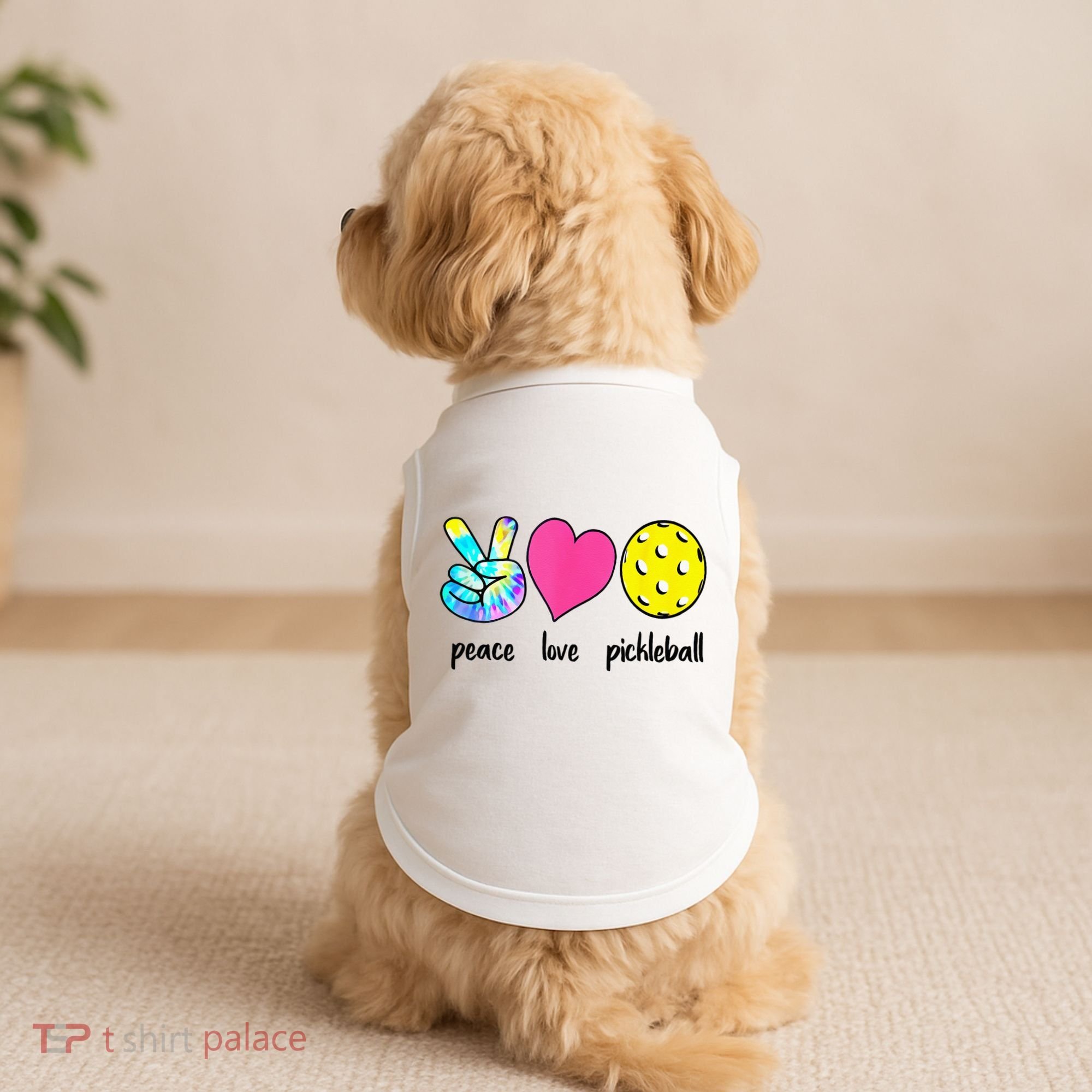 Funny Pickleball Retired Ladies Peace Love Pickleball Doggie Tank