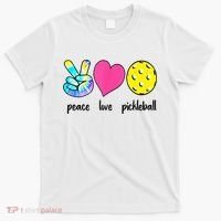Funny Pickleball Retired Ladies Peace Love Pickleball T-Shirt thumb 0
