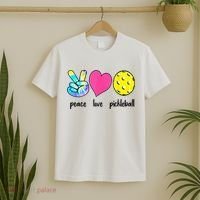 Funny Pickleball Retired Ladies Peace Love Pickleball T-Shirt thumb 2