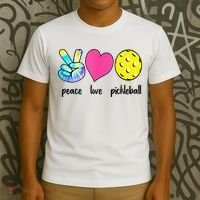 Funny Pickleball Retired Ladies Peace Love Pickleball T-Shirt thumb 3