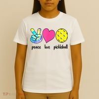 Funny Pickleball Retired Ladies Peace Love Pickleball T-Shirt thumb 4