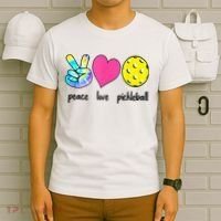 Funny Pickleball Retired Ladies Peace Love Pickleball T-Shirt thumb 6
