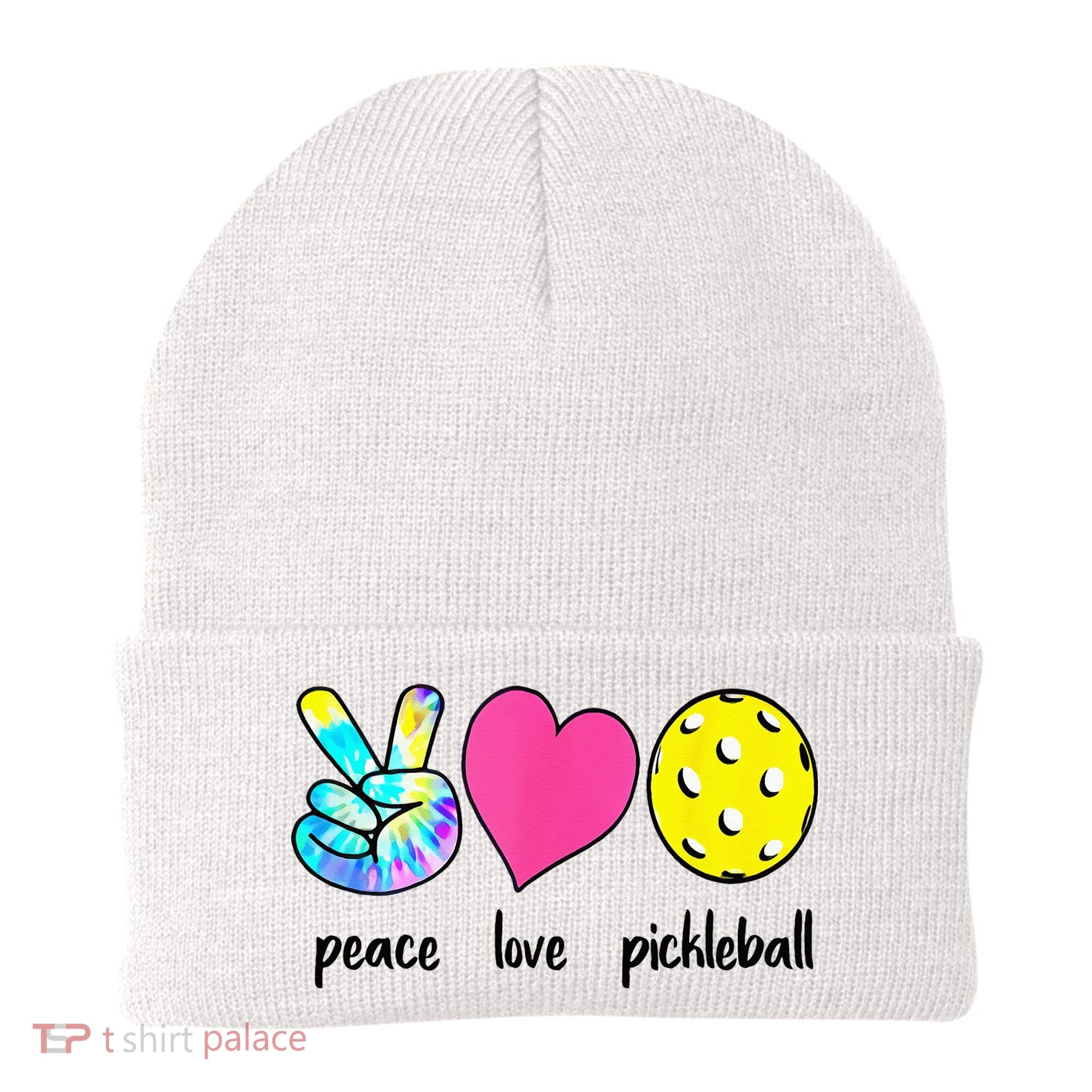 Funny Pickleball Retired Ladies Peace Love Pickleball Beanie