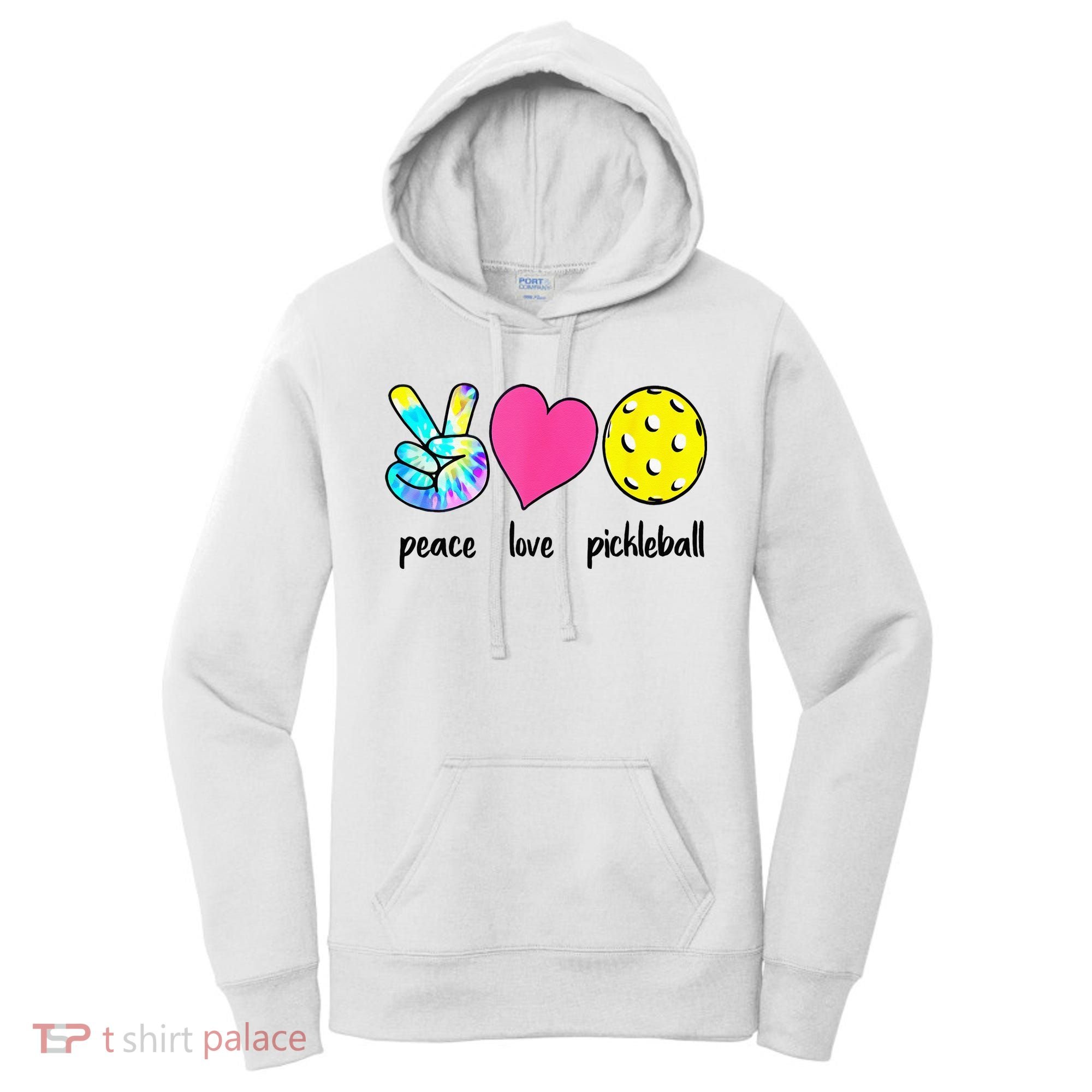 Funny Pickleball Retired Ladies Peace Love Pickleball Women's Hoodie