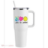 Funny Pickleball Retired Ladies Peace Love Pickleball 40oz Vacuum Insulated Stainless Steel Travel Tumbler thumb 0