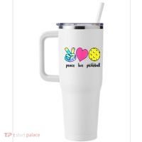 Funny Pickleball Retired Ladies Peace Love Pickleball 40oz Vacuum Insulated Stainless Steel Travel Tumbler thumb 2