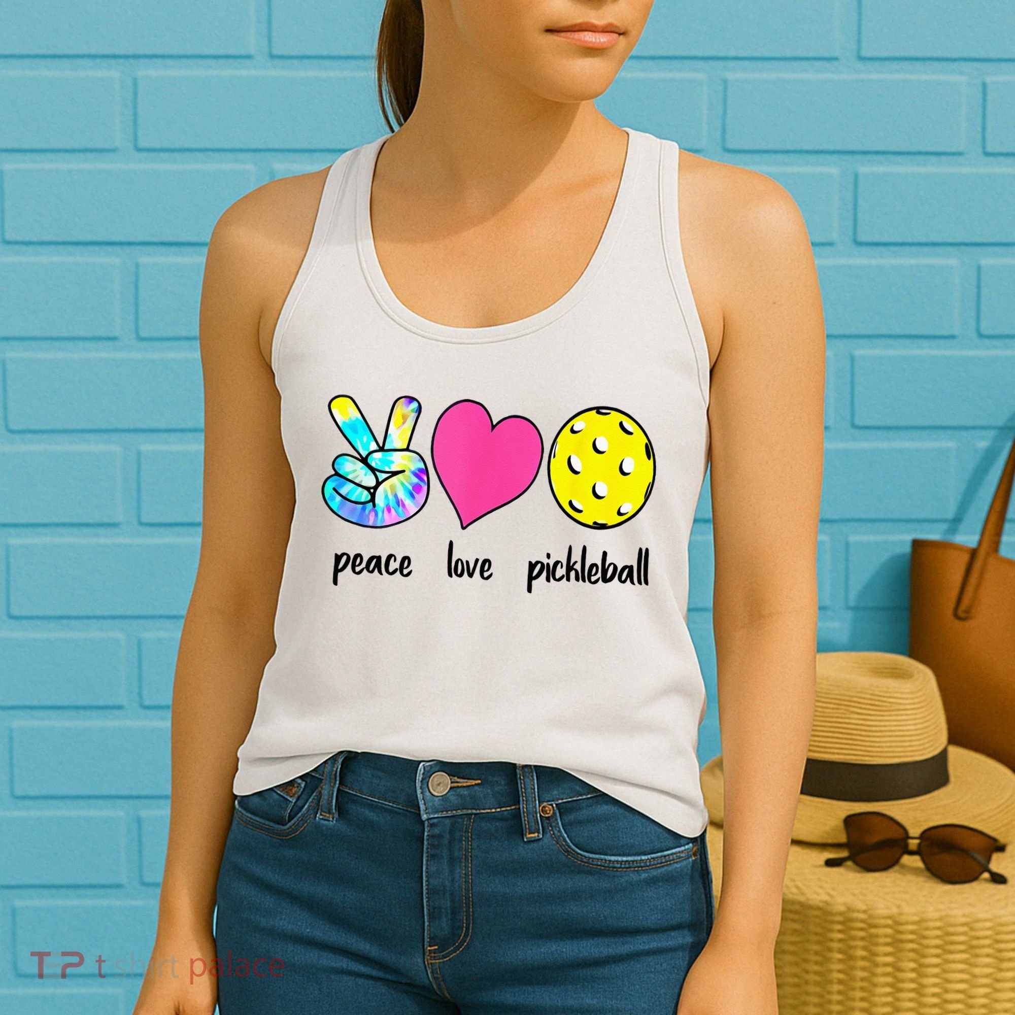 Funny Pickleball Retired Ladies Peace Love Pickleball Women's Tank Top