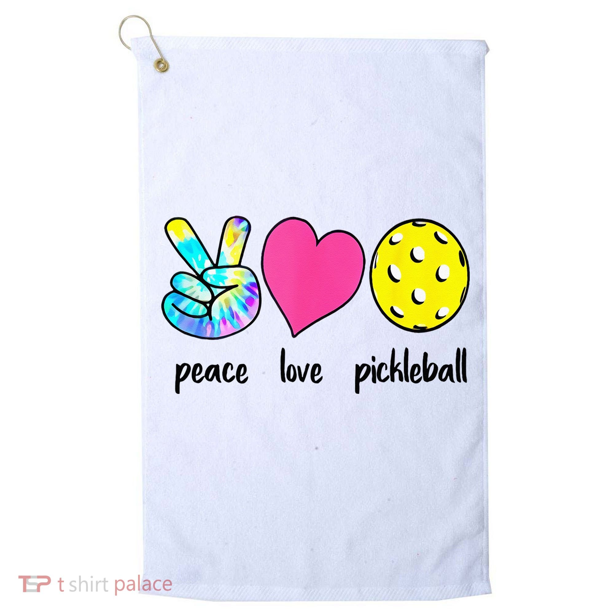 Funny Pickleball Retired Ladies Peace Love Pickleball Golf Towel