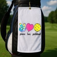 Funny Pickleball Retired Ladies Peace Love Pickleball Golf Towel thumb 2