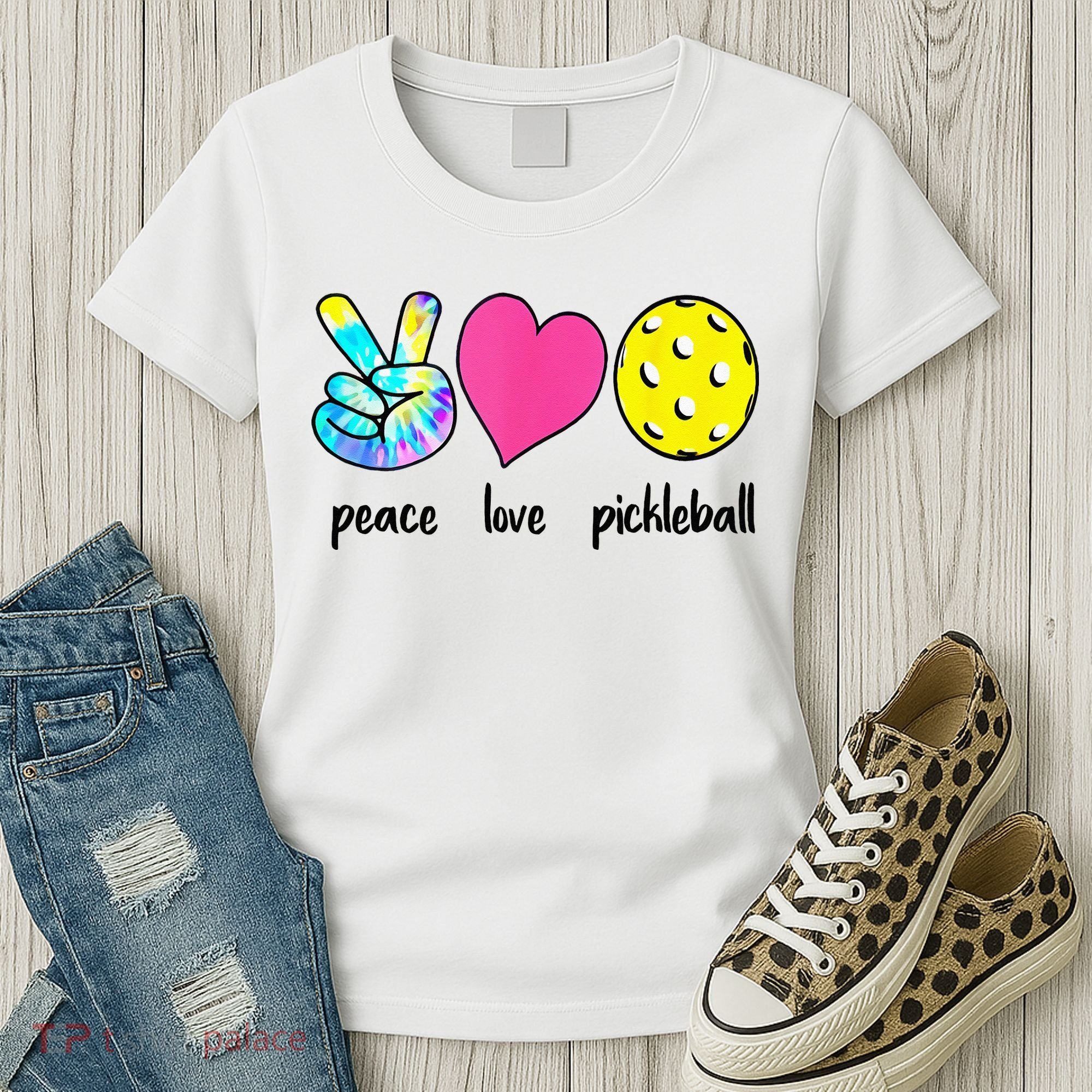 Funny Pickleball Retired Ladies Peace Love Pickleball Women's T-Shirt