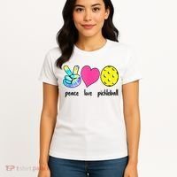 Funny Pickleball Retired Ladies Peace Love Pickleball Women's T-Shirt thumb 4