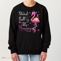 Flamingo Pink Ribbon Breast Cancer Awareness Support Squad Cool Gift Women's Sweatshirt thumb 0
