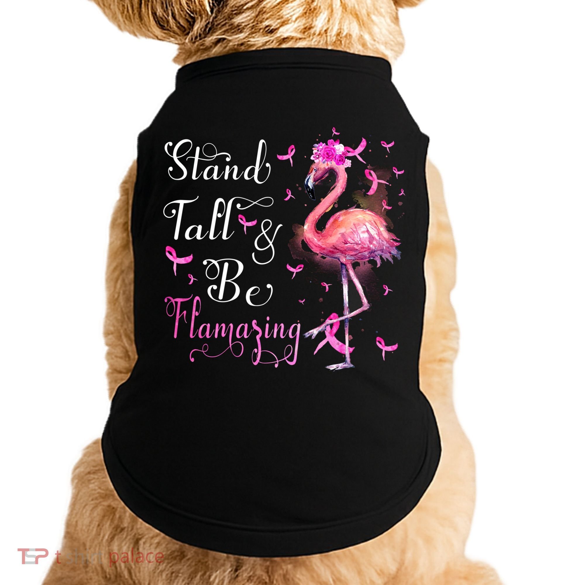 Flamingo Pink Ribbon Breast Cancer Awareness Support Squad Cool Gift Doggie Tank