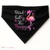 Flamingo Pink Ribbon Breast Cancer Awareness Support Squad Cool Gift USA-Made Doggie Bandana thumb 0