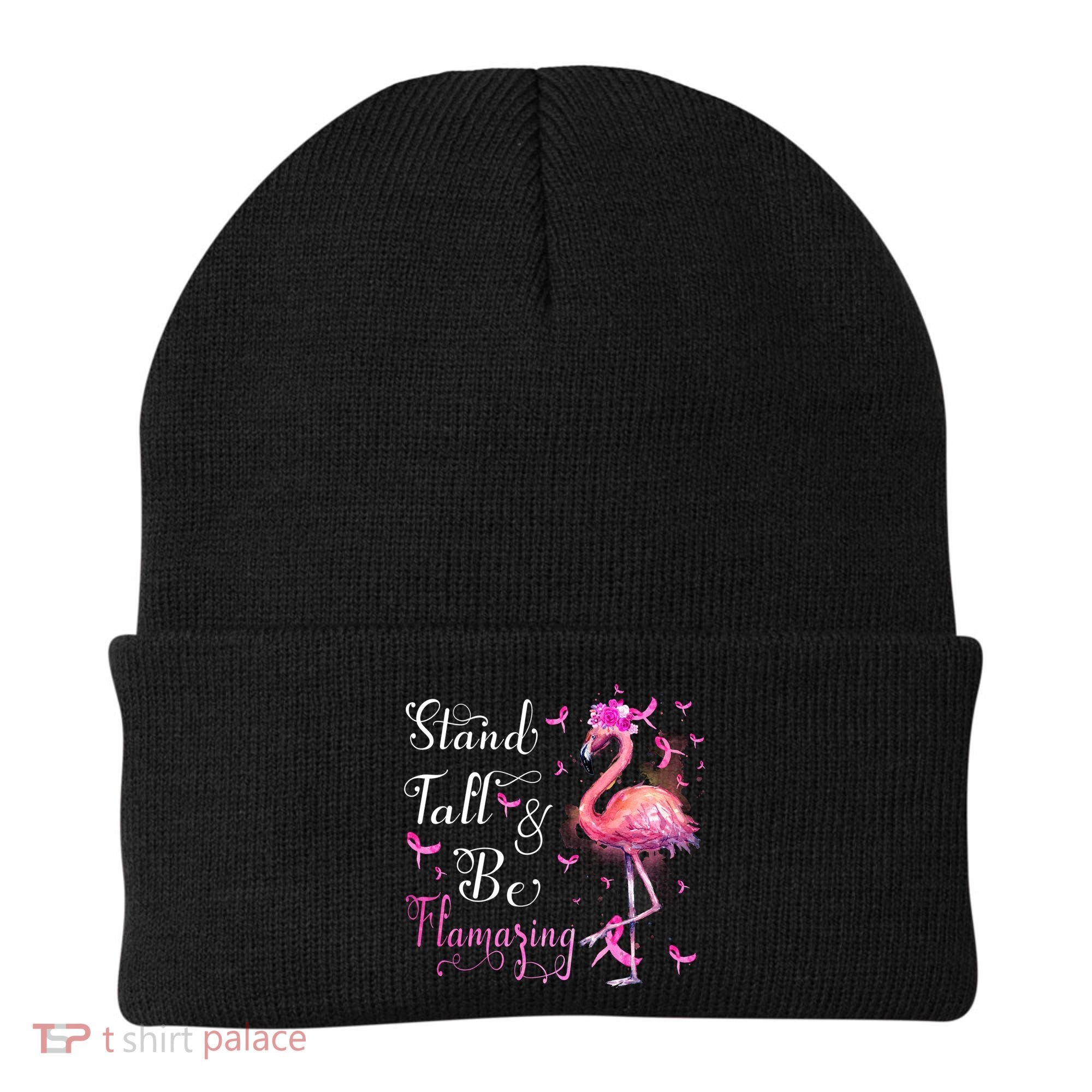 Flamingo Pink Ribbon Breast Cancer Awareness Support Squad Cool Gift Beanie