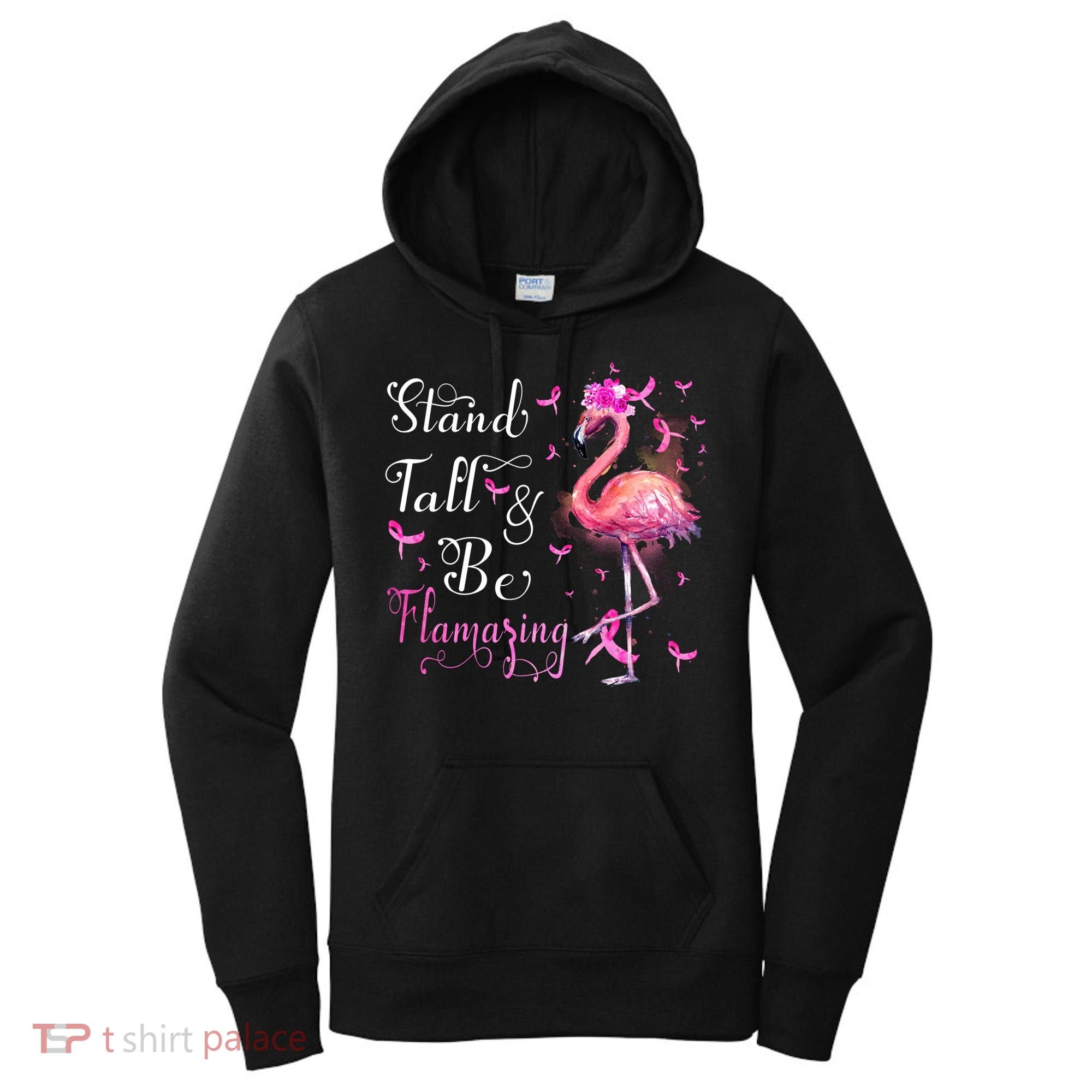 Flamingo Pink Ribbon Breast Cancer Awareness Support Squad Cool Gift Women's Hoodie