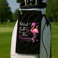 Flamingo Pink Ribbon Breast Cancer Awareness Support Squad Cool Gift Golf Towel thumb 2