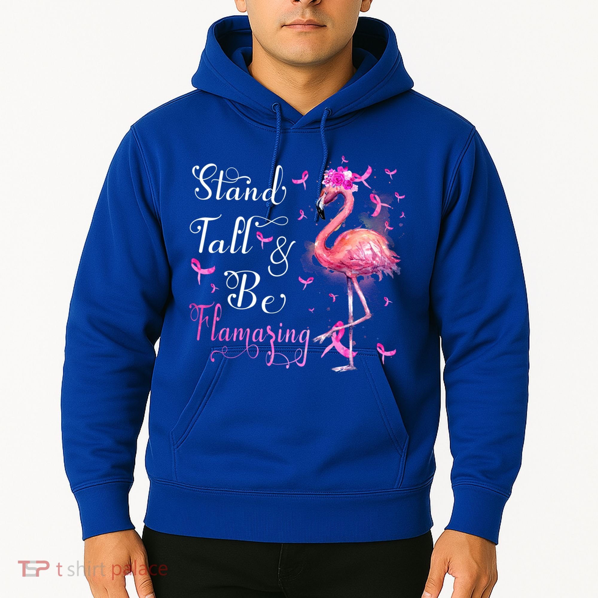Flamingo Pink Ribbon Breast Cancer Awareness Support Squad Cool Gift Hoodie