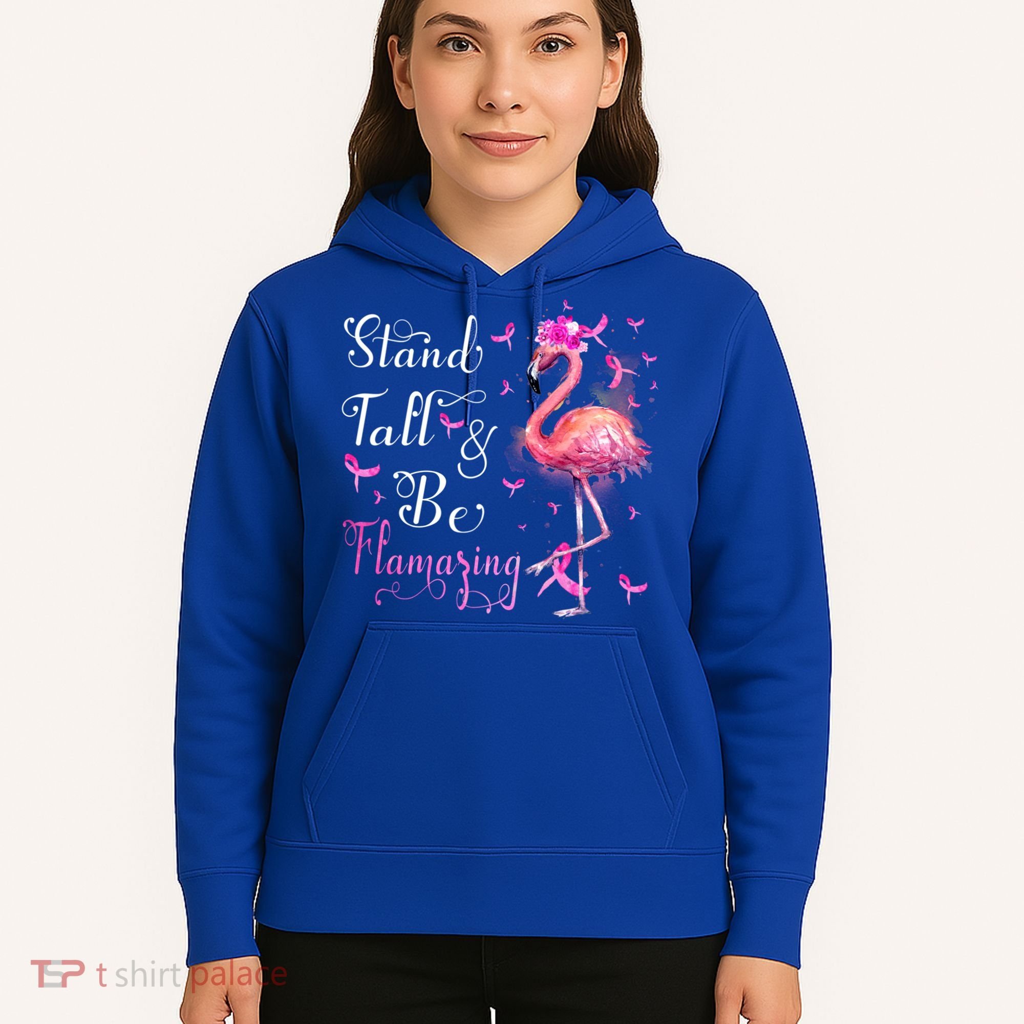 Flamingo Pink Ribbon Breast Cancer Awareness Support Squad Cool Gift Hoodie
