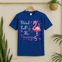 Flamingo Pink Ribbon Breast Cancer Awareness Support Squad Cool Gift T-Shirt thumb 2