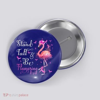 Flamingo Pink Ribbon Breast Cancer Awareness Support Squad Cool Gift Button