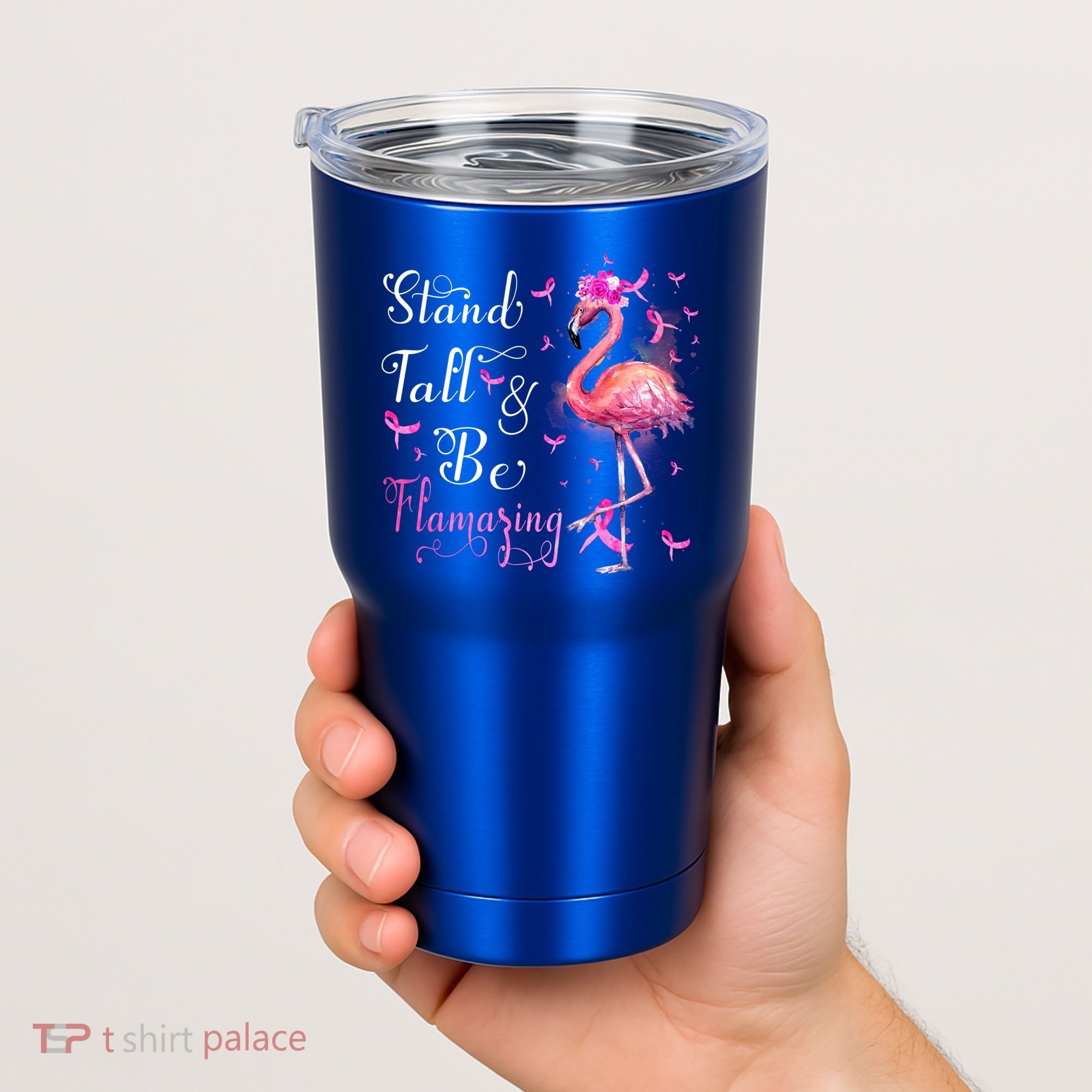 Flamingo Pink Ribbon Breast Cancer Awareness Support Squad Cool Gift Tumbler