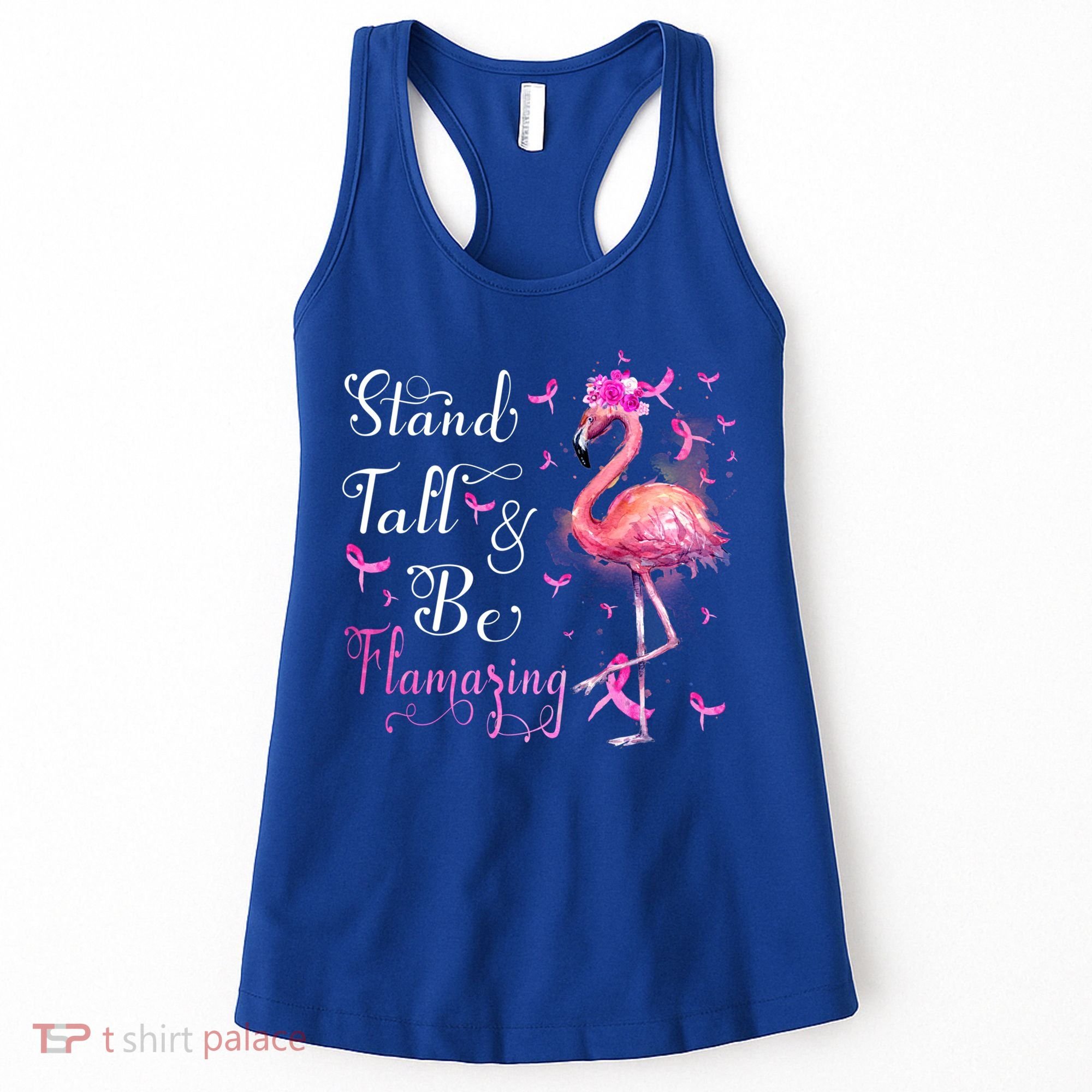 Flamingo Pink Ribbon Breast Cancer Awareness Support Squad Cool Gift Women's Tank Top