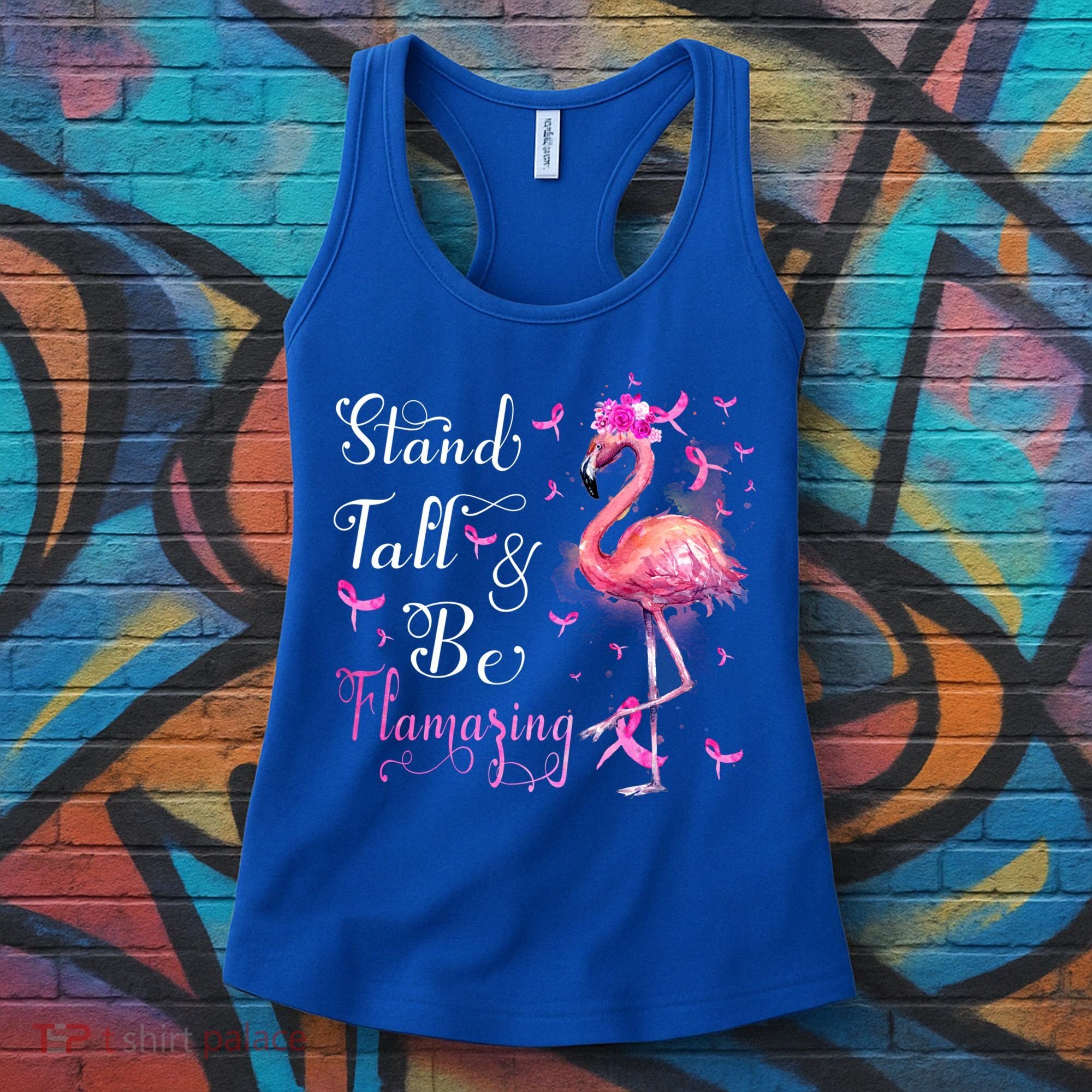 Flamingo Pink Ribbon Breast Cancer Awareness Support Squad Cool Gift Women's Tank Top
