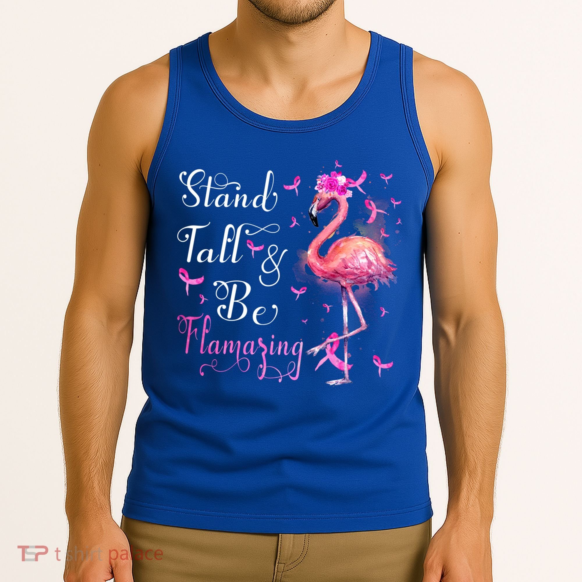 Flamingo Pink Ribbon Breast Cancer Awareness Support Squad Cool Gift Tank Top