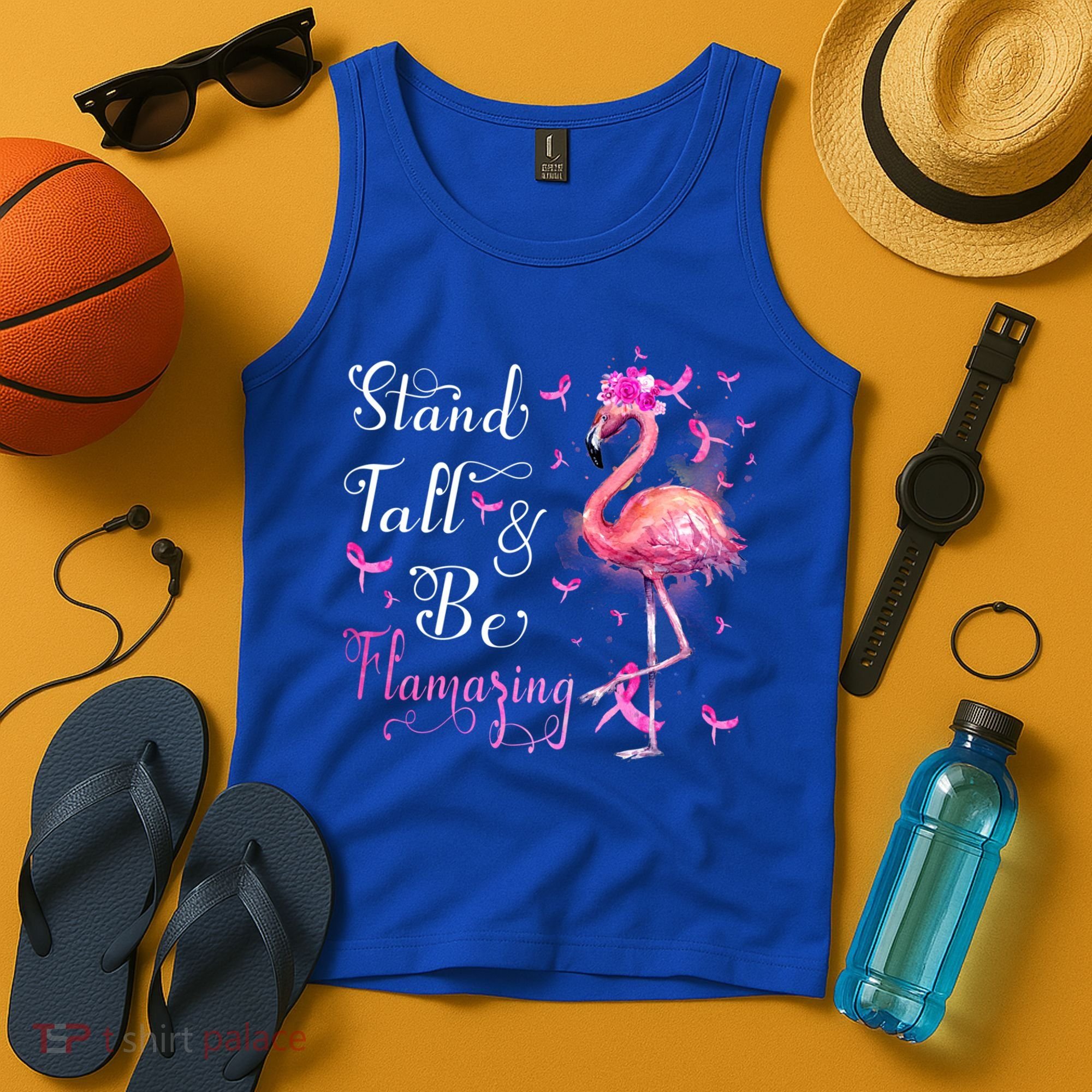 Flamingo Pink Ribbon Breast Cancer Awareness Support Squad Cool Gift Tank Top