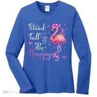 Flamingo Pink Ribbon Breast Cancer Awareness Support Squad Cool Gift Women's Long Sleeve Shirt thumb 0