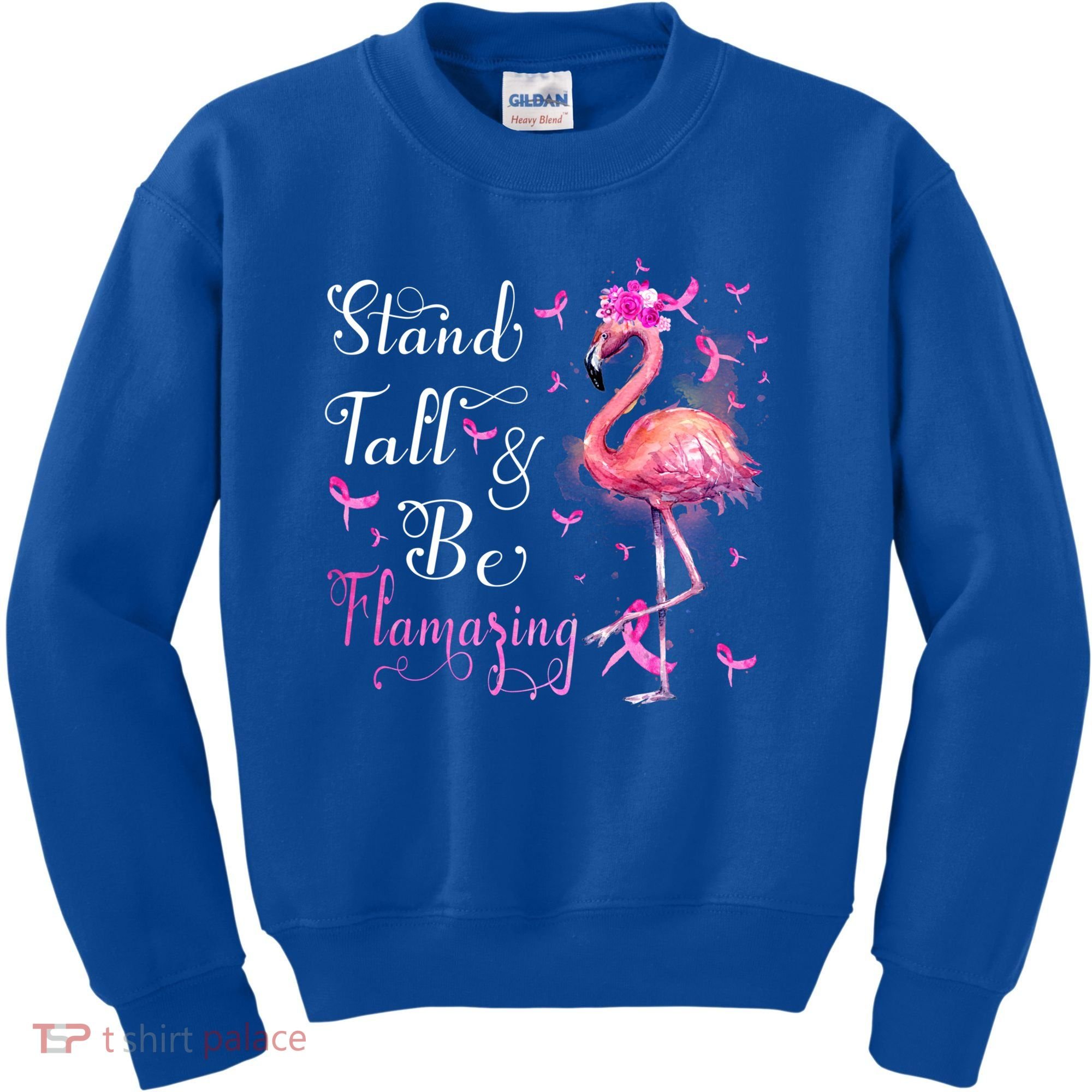 Flamingo Pink Ribbon Breast Cancer Awareness Support Squad Cool Gift Kids Sweatshirt