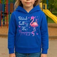 Flamingo Pink Ribbon Breast Cancer Awareness Support Squad Cool Gift Kids Hoodie thumb 3