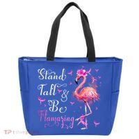 Flamingo Pink Ribbon Breast Cancer Awareness Support Squad Cool Gift Tote Bag thumb 0