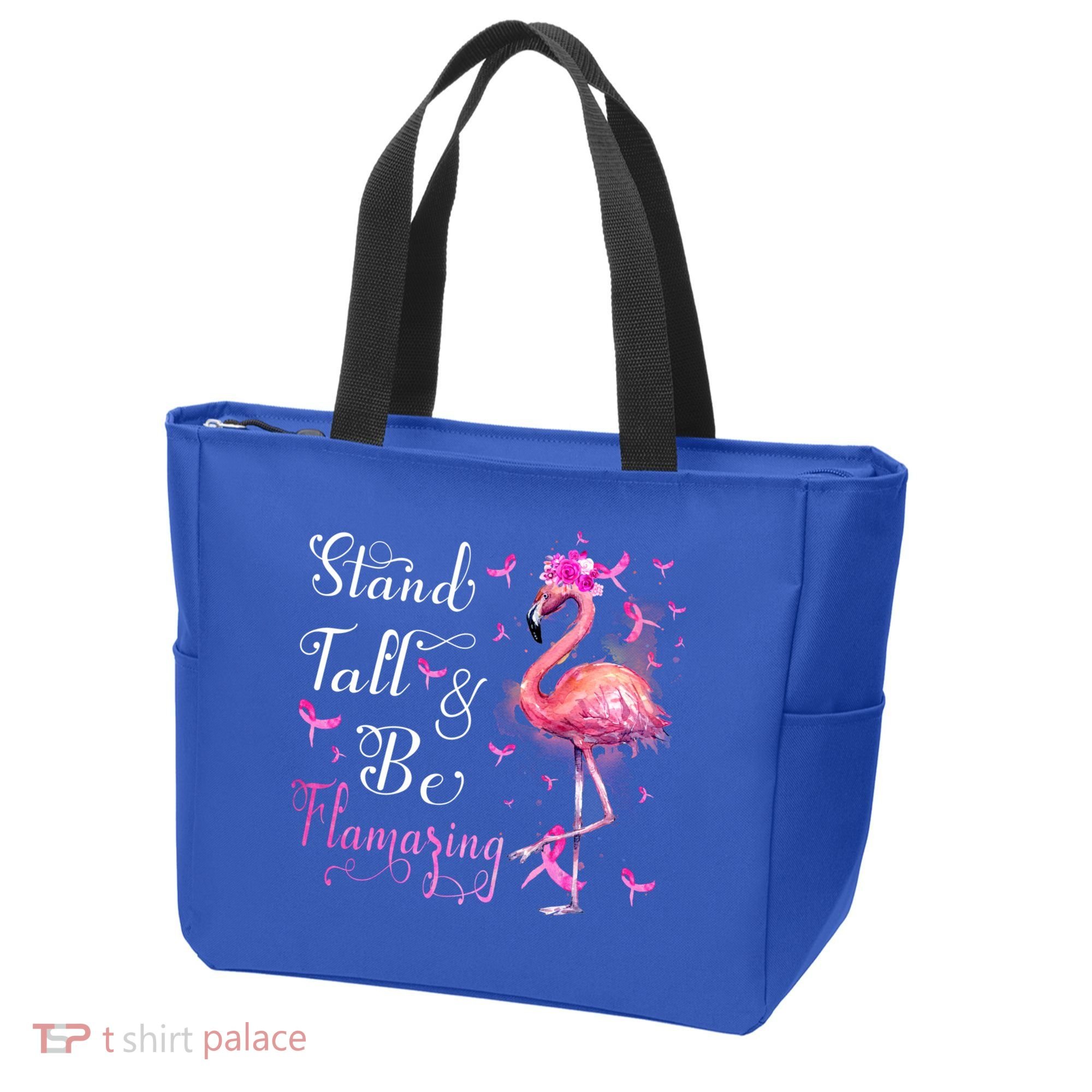 Flamingo Pink Ribbon Breast Cancer Awareness Support Squad Cool Gift Tote Bag