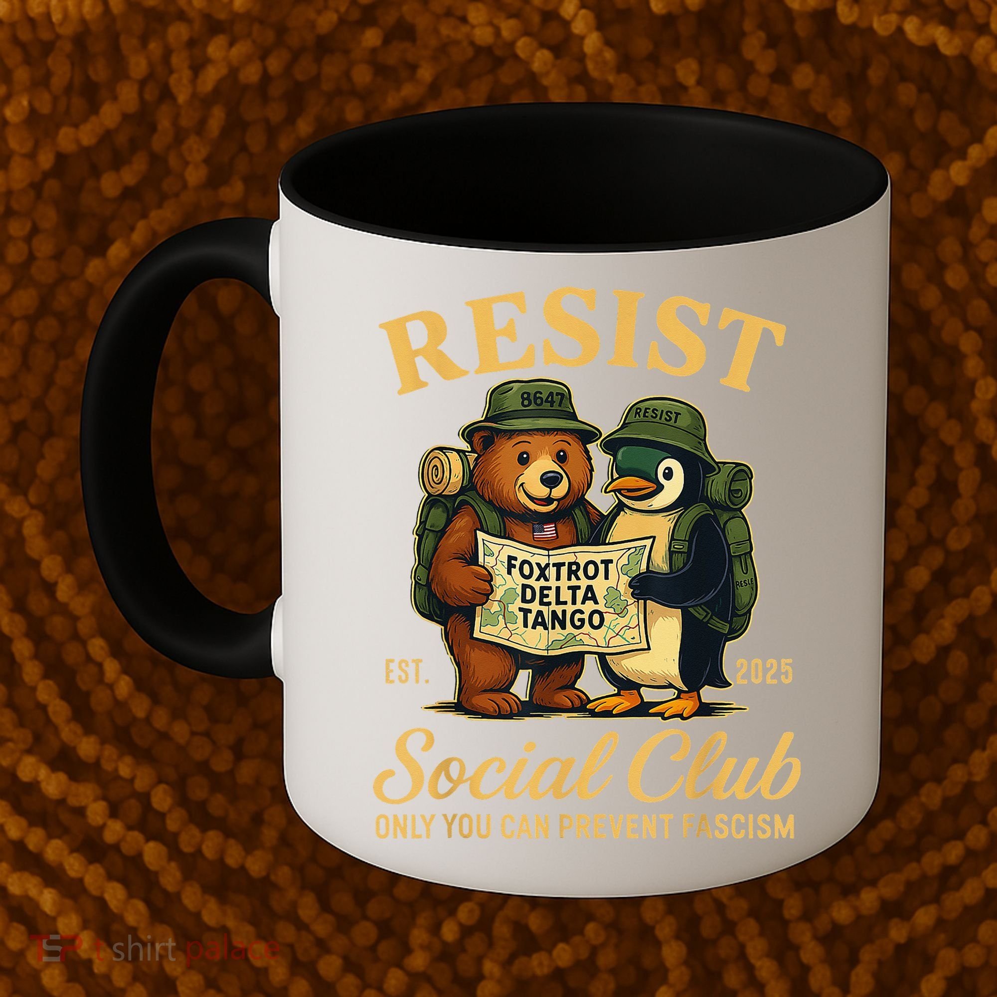 Funny Penguin Resist Penguins Protest Against Tariffs Coffee Mug