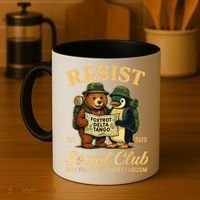 Funny Penguin Resist Penguins Protest Against Tariffs Coffee Mug thumb 4