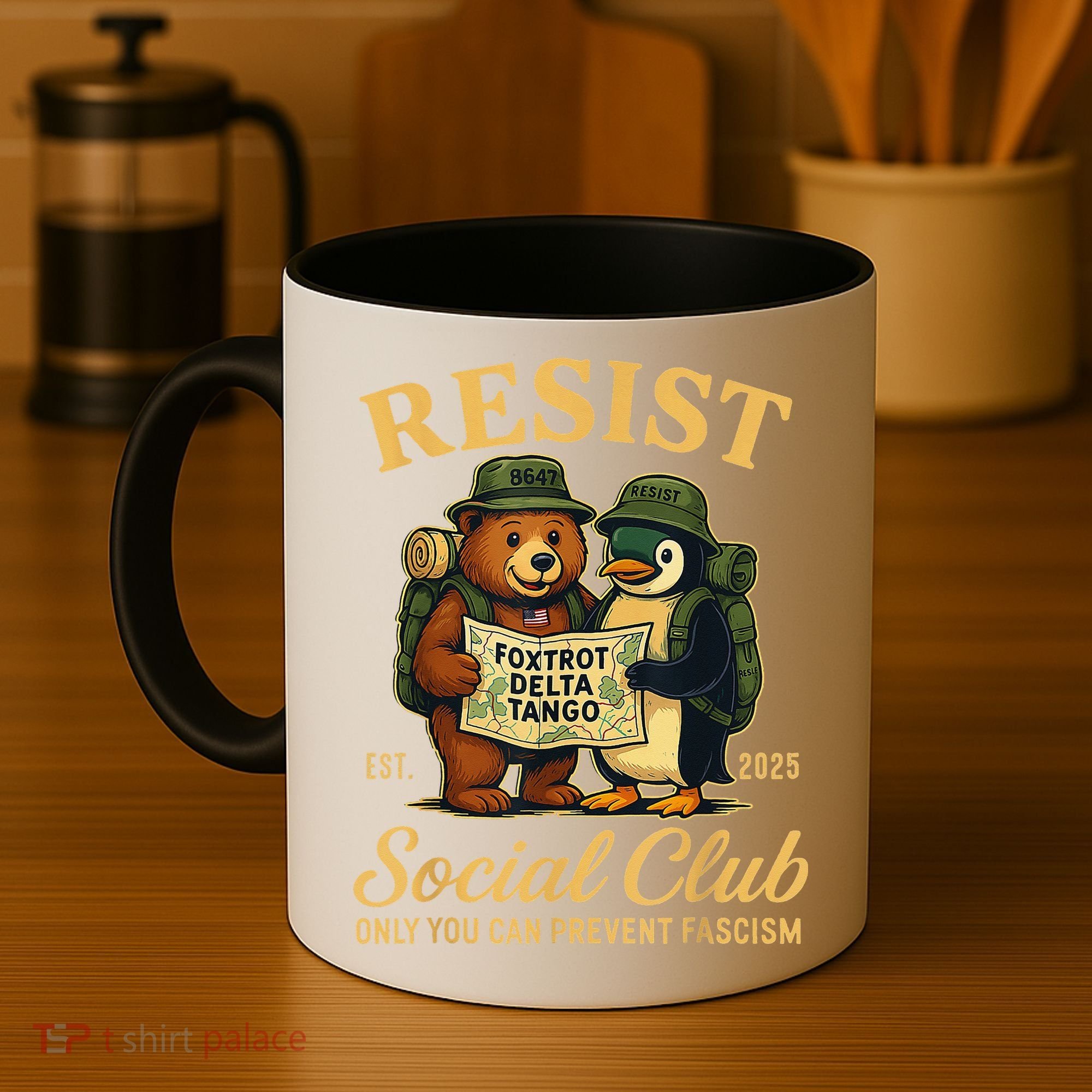 Funny Penguin Resist Penguins Protest Against Tariffs Coffee Mug