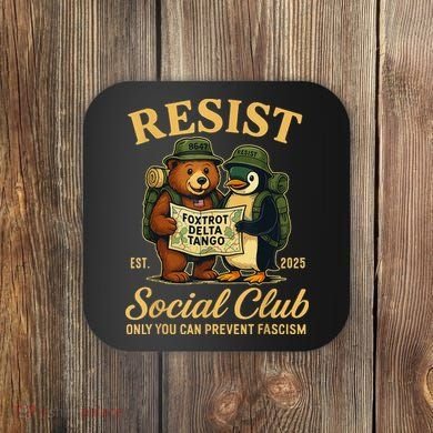 Funny Penguin Resist Penguins Protest Against Tariffs Coaster