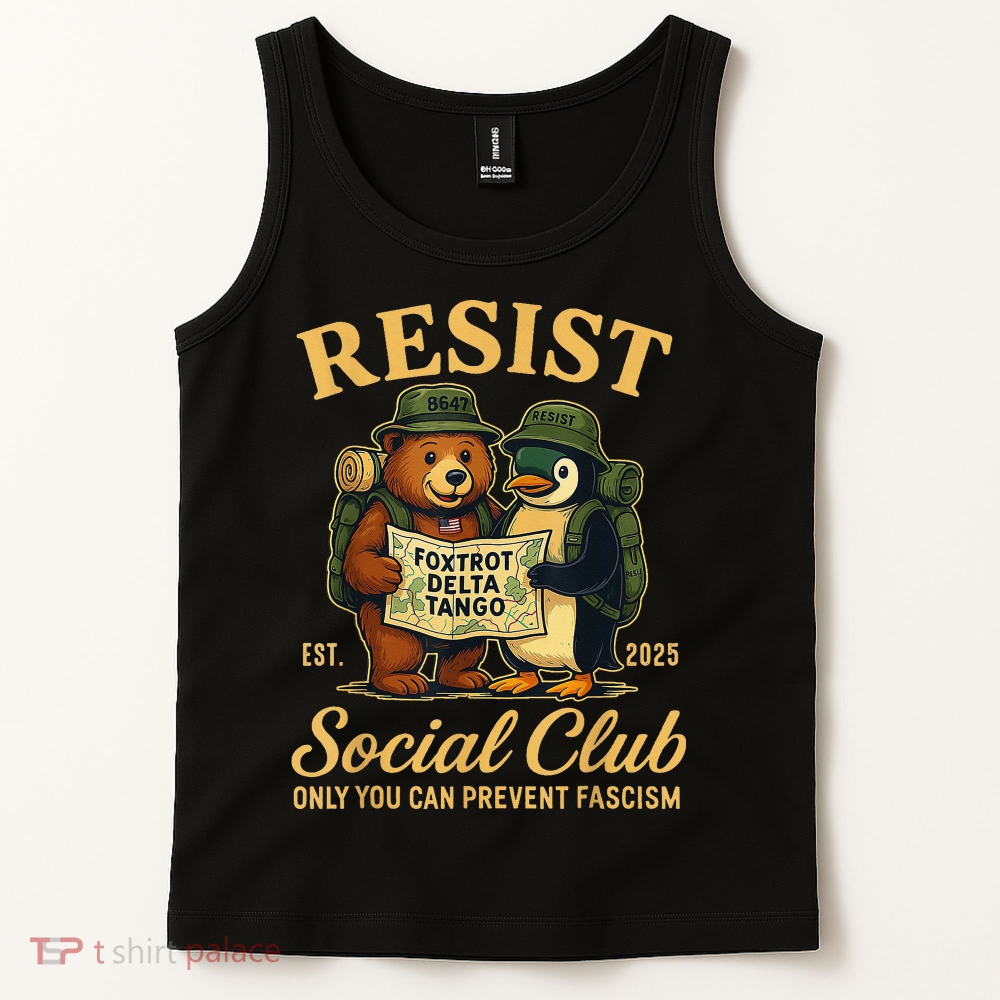Funny Penguin Resist Penguins Protest Against Tariffs Tank Top